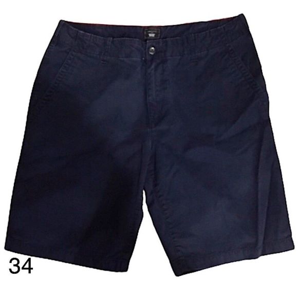 GAP Mens Flat Front Navy Blue Longer Length Chino Shorts Sz 34 - Picture 1 of 7